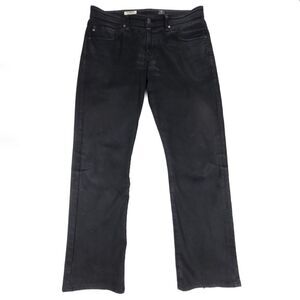 ADRIANO GOLDSCHMIED Protege Classic Straight Jeans Coated Black Mens 34 x 32